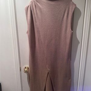 Ribbed, mini turtleneck Sleeveless Pink Dress